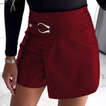 High Waist PU Leather Buckled Skorts
