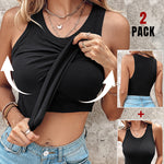 ChicMe Built-in Bra 2 Piece Athletic Tank Tops for Women Ribbed Tank Top