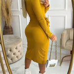 Round Neck Tied Detail Asymmetrical Hem Casual Dress