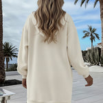 Long Sleeve Kangaroo Pocket Design Zipper Side Pullover Sweatshirt Casual Faux Two Piece Side Slit Longline Drawstring Hoodie Top