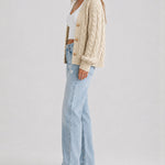 Women's Cable Knit Cardigan V Neck Button Down Chunky Knit Sweater Loose Lantern Sleeve Warm Outerwear