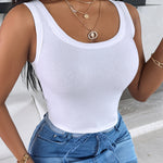 Scoop Neck Sleeveless Ribbed Tank Top Cami Tee Shirts
