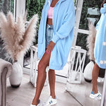 Women's Oversized Fleece Zip Up Hoodie Coat Long Sleeve Mid-Length Sweatshirt