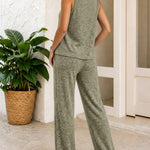 Women's 2 Piece Set U-Neck Tank Top and Straight Leg Pants Casual Loungewear