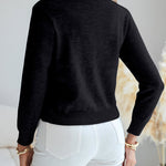 Floral Applique & Pearls Decor Round Neck Single Breasted Knit Cardigan Casual Crop Sweater Coat