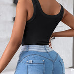 Scoop Neck Sleeveless Ribbed Tank Top Cami Tee Shirts