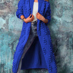 Nadorine Women's Ankle Length Women Cardigan Sweaters Trendy Drum Wave Knitted Jacket