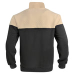 KZZ Men's Fall/Winter Patchwork Design Casual Stand-Up Collar Zipper Hoodie Sweatshirt