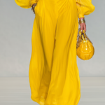 Elegant Urban Style Halter-neck Chiffon Top And Wide-leg Pants Set