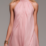 Comfortable And Elegant Halter Neck Sleeveless Slit Chiffon Maxi Dress