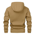 KZZ Men's Solid Color Half Zip Pocket Hooded Jacket