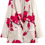 Special Attendance Satin Floral Print Long Sleeve Lapel Loose Blazer