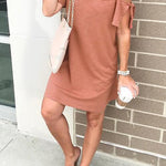 Margovil Cold Shoulder Short Sleeve Solid Dress