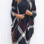 Margovil Chicest Tassel Lattice Cloak Poncho Sweater