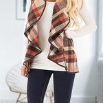 Margovil Lush Sleeveless Plaid Jacket Vest with Pockets