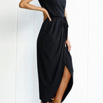Margovil Crewneck Side Split Irregular Slim Dress