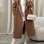 Nadorine Edge Decorated Wool Longline Coat Thickened Loose Outerwear for Women Casual Work Office Loose Fit 2026 | Under $25