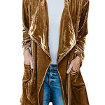 Margovil Open Front Pockets Velvet Coat