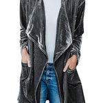 Margovil Open Front Pockets Velvet Coat