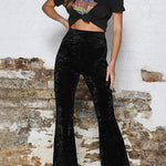 Margovil High Waist Flare Velvet Pants