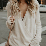 Margovil V Neck Long Sleeve Wrapped Sweater