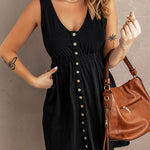 Margovil Sleeveless Button Down Swing Dress in 4 Colors