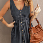 Margovil Sleeveless Button Down Swing Dress in 4 Colors