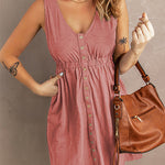 Margovil Sleeveless Button Down Swing Dress in 4 Colors