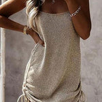 Margovil Side Drawstring Sleeveless Sweater Dress
