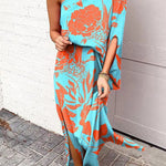 Margovil Casual One Shoulder Side Split Printed Dress