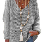 Margovil V Neck Long Sleeve Hollow Out Knit Sweater