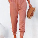 Margovil Elastic Waist Soft Cotton Joggers with Pockets(5 Colors Available)