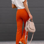 Margovil One Button Corduroy Flare Pants with Pockets