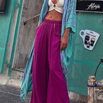 Margovil Open Front Color Block Tie Dye Long Cardigans