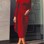 Margovil Mockneck Long Sleeve Ruched Glitter Dress