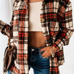 Margovil Stylish Lapel Button Down Plaid Shacket