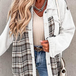 Margovil Button Down Long Sleeve Splice Plaid Jacket