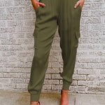 Margovil Fashion Style High Waist Satin Pants with Pockets