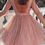 Margovil Stylish Crewneck Long Sleeve Mesh Splice Swing Dress