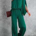 Margovil Stand Collar Slit Sleeve Waisted Wide Leg Jumpsuits( in 5 Colors)