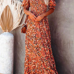 Margovil Half Sleeve Elastic Frilled Waist Swing Printed Dress