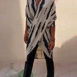 Margovil Irregular Front Cross Long Sleeve Tie Dye Top
