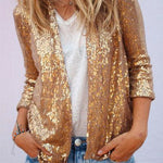 Margovil Open Front Long Sleeve Sequin Cardigans