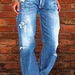Margovil Casual One Button Ripped Jeans with Pockets