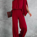 Margovil Stand Collar Slit Sleeve Waisted Wide Leg Jumpsuits( in 5 Colors)