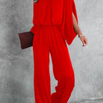Margovil Stand Collar Slit Sleeve Waisted Wide Leg Jumpsuits( in 5 Colors)