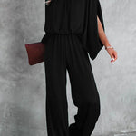 Margovil Stand Collar Slit Sleeve Waisted Wide Leg Jumpsuits( in 5 Colors)