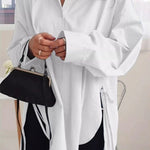 Margovil Irregular Lapel Button Down Long Sleeve Shirt