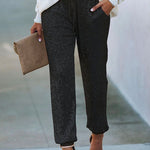 Margovil Tie Waist Sequin Joggers Pants with Pockets