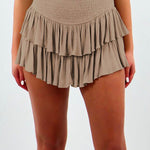 Margovil Casual Elastic Waist Ruffle Swing Skirts